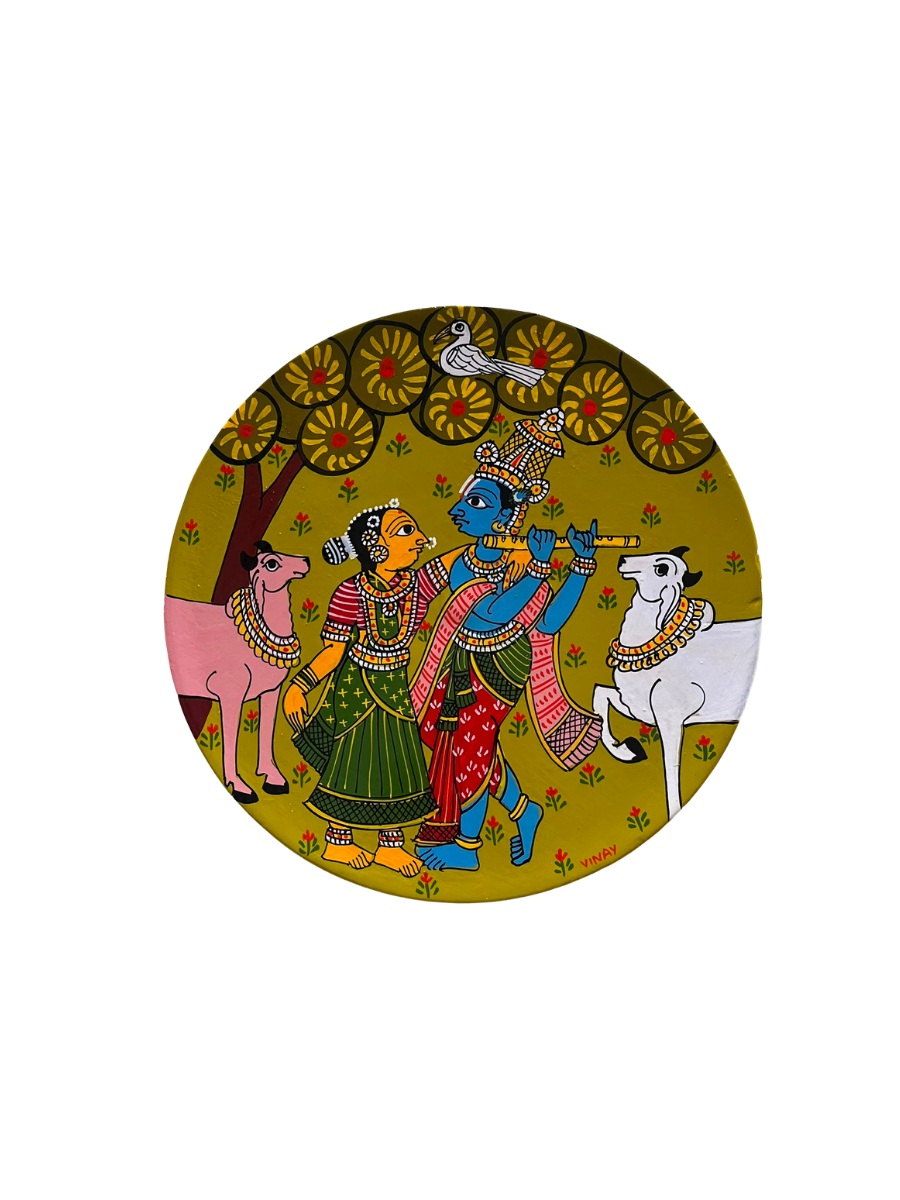 Radha Krishna's Divine Enchantment in Cheriyal Scroll Wall Plate by Dhanalakota Rakesh Thumbnail