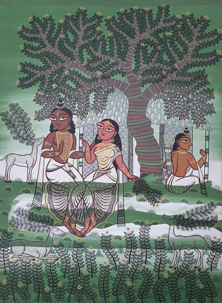 Ram, Sita and Lakshman in Kalighat by Anwar Chitrakar Thumbnail