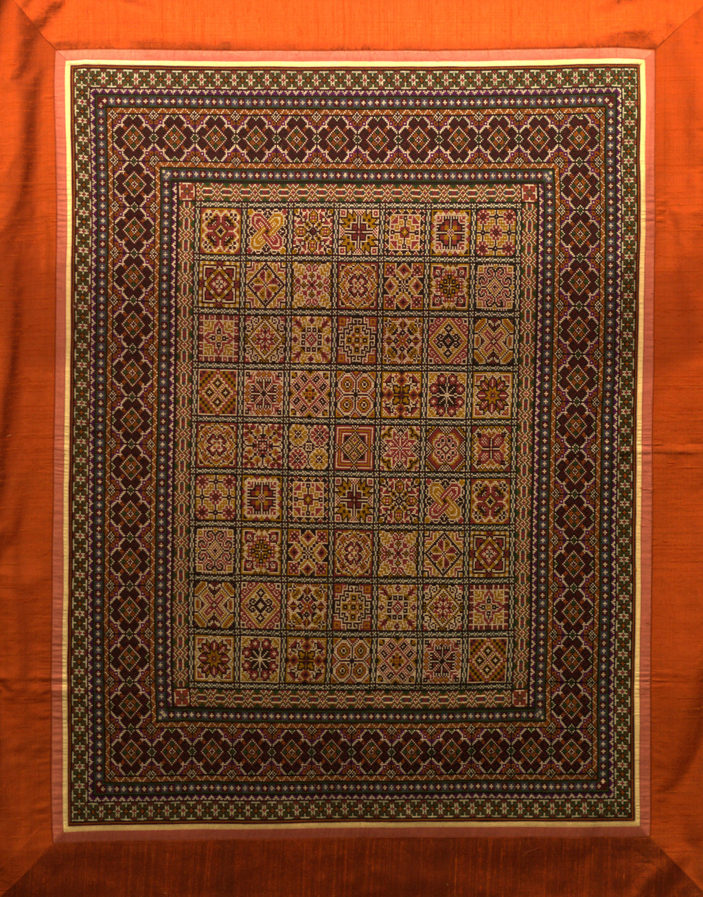 Rectangular Geometric Grid in Jat Garasiya Embroidery Thumbnail