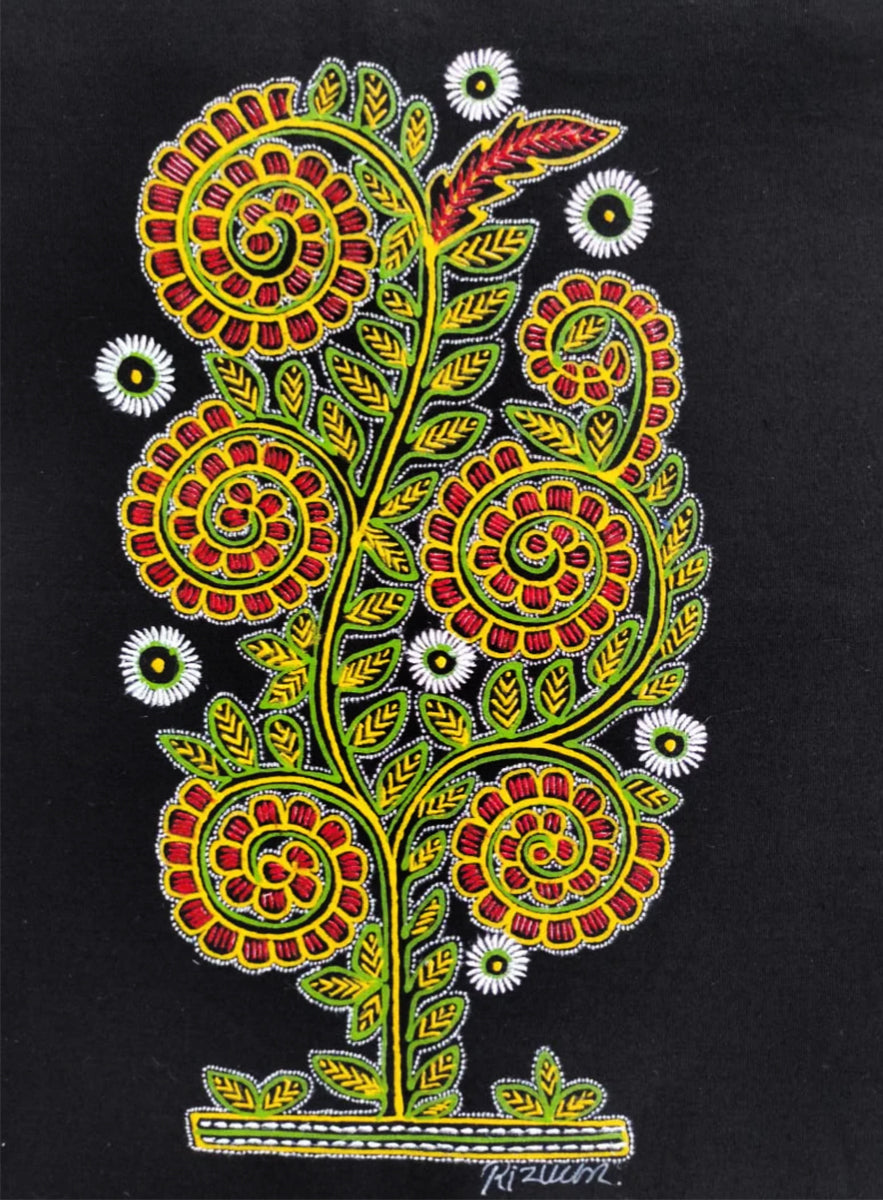 Buy Rogan Art by Rizwan Khatri painted using traditional rogan art colours on cloth