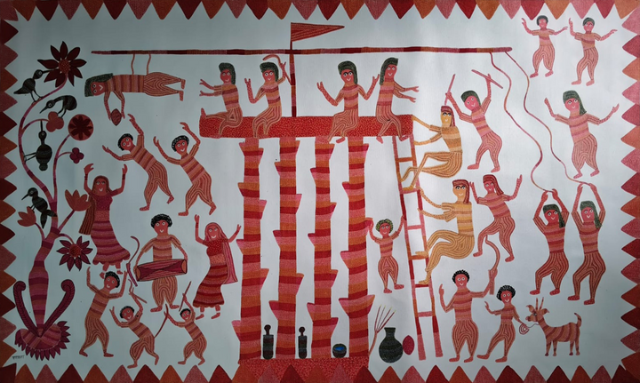 Gal Dev Bapsi Clebration in Pithora Painting by Kamta Tahed Thumbnail