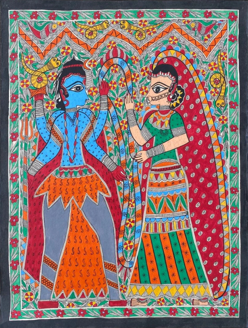 SHIVA PARVATI, MADHUBANI PAINTING BY PRATIMA BHARTI Thumbnail