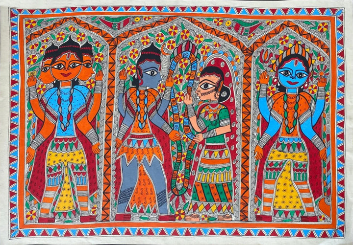 Shiva-Parvati Wedding in Madhubani Painting by Pratima Bharti Thumbnail