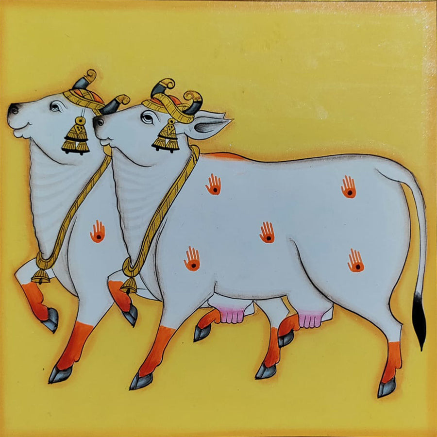 Buy Sacred Cows: The Auspicious Duo in Pichwai by Dinesh Soni