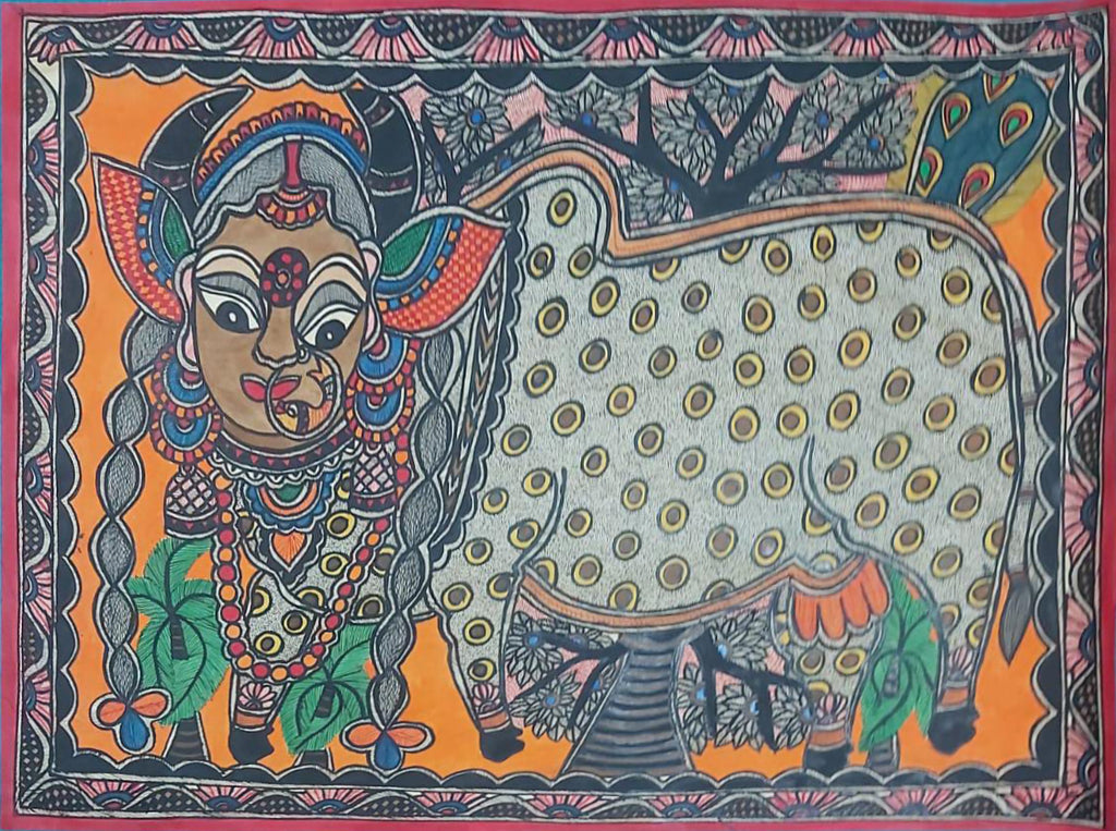 Sacred cow in Madhubani by Priti Karn Thumbnail