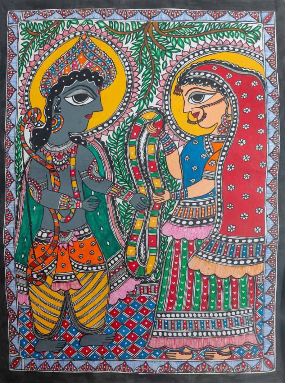 Sacred union: Rama and Sita in Madhubani by Ambika Devi Thumbnail