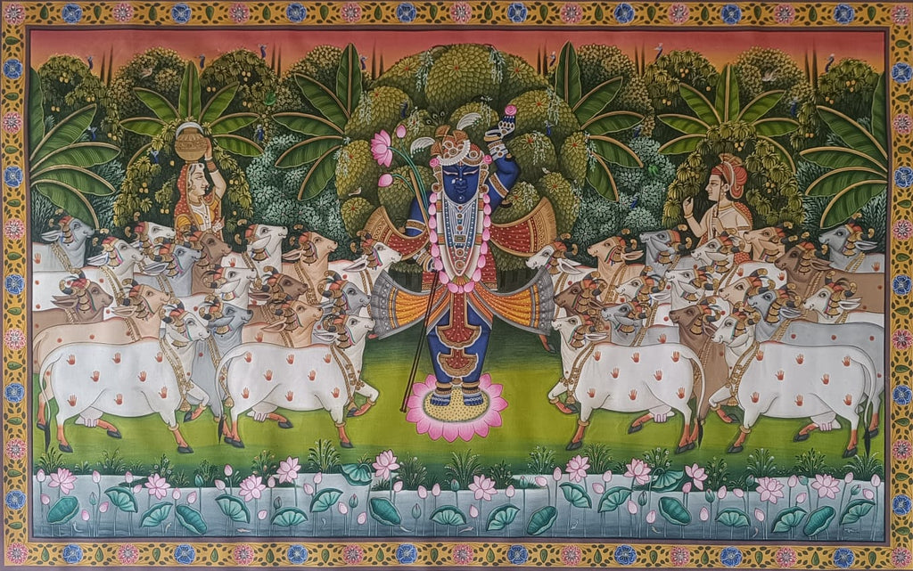 Scenes from the Nandavan in Pichwai by Jayesh Sharma Thumbnail