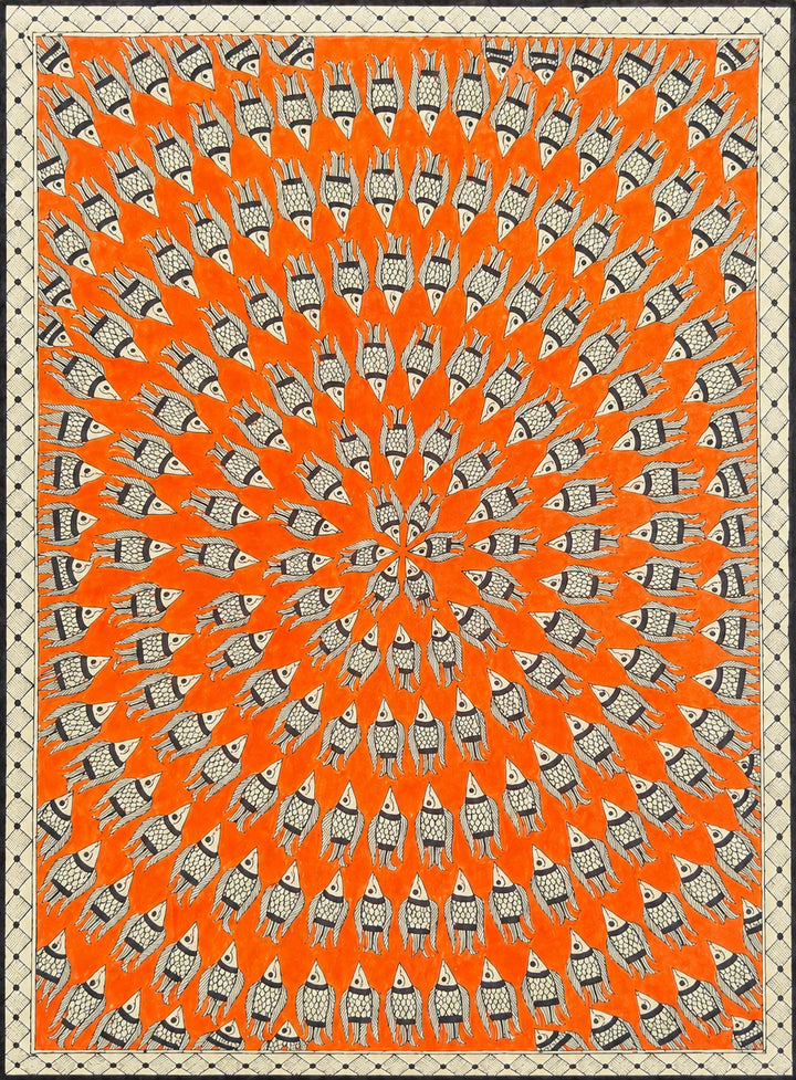 School of Fish in Madhubani by Pratima Bharti Thumbnail