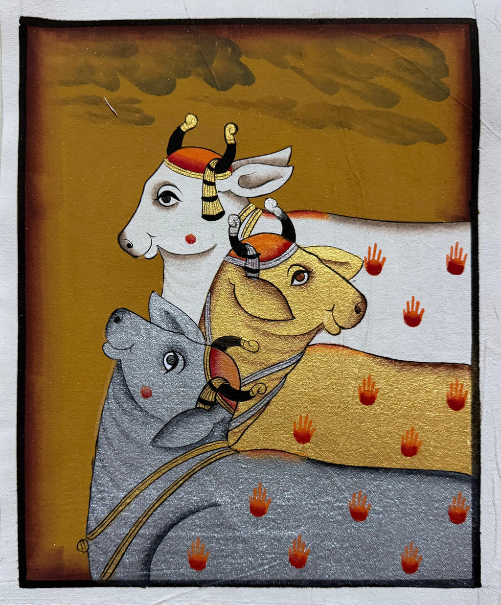 Serenity: three cows in Pichwai by Naveen Soni Thumbnail