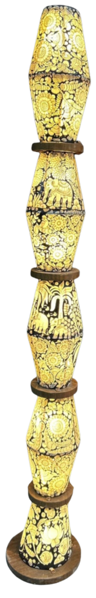 Shadow and Light: Hand-Painted Floor Lamp in Tholu Bommalata by Kanday Anjanappa Thumbnail