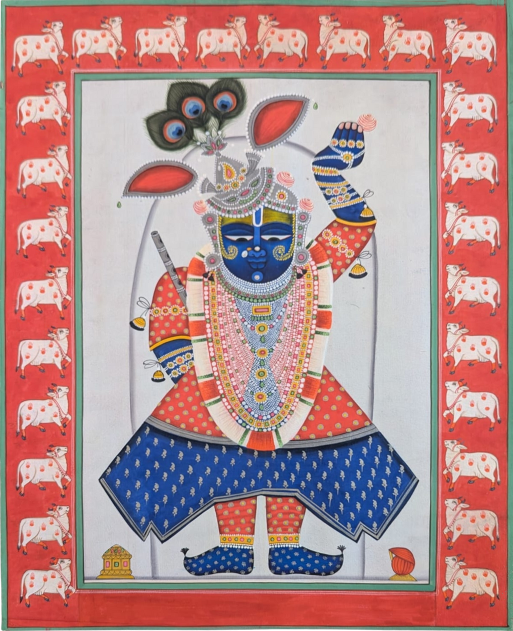 Shrinathji in a Sacred Pavilion in Pichwai by Suresh Kumar Kumawat Thumbnail