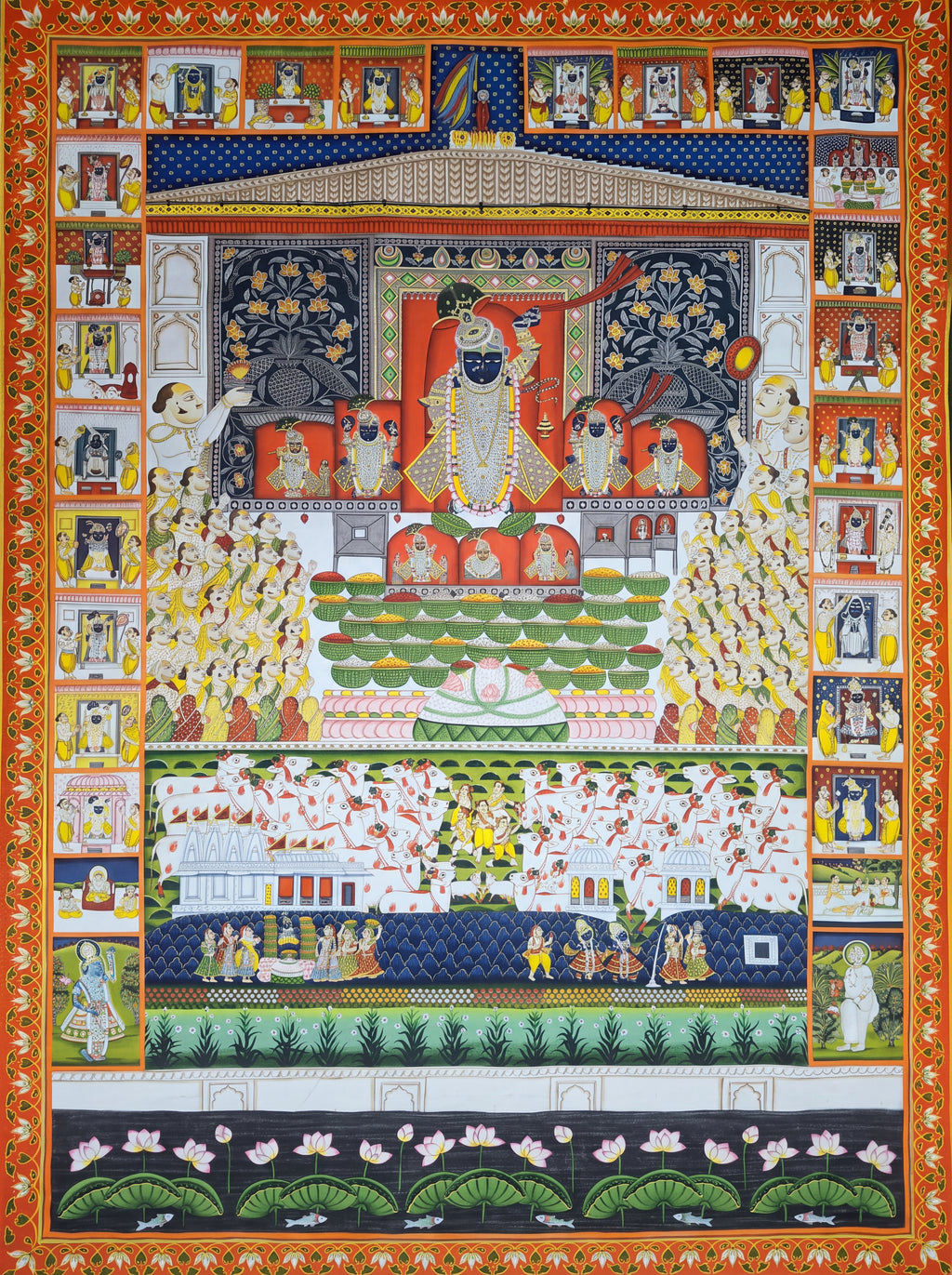 Shrinathji at the Centre of a Devotional Universe in Pichwai by Suresh Kumar Kumawat Thumbnail