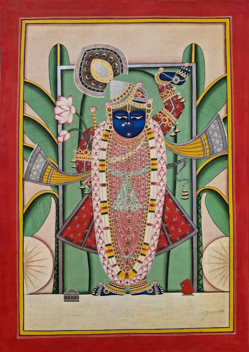 Shrinathji in a Sacred Pavilion in Pichwai by Suresh Kumar Kumawat Thumbnail
