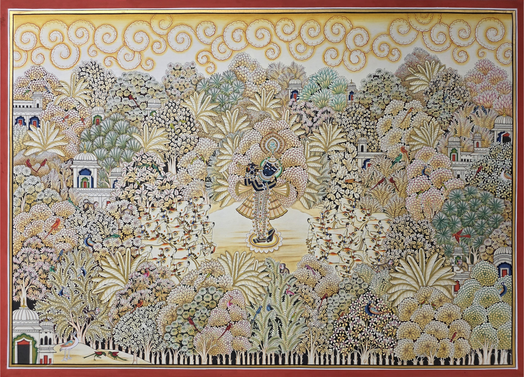 Shrinathji in the Sacred Grove in Pichwai by Dinesh Soni Thumbnail