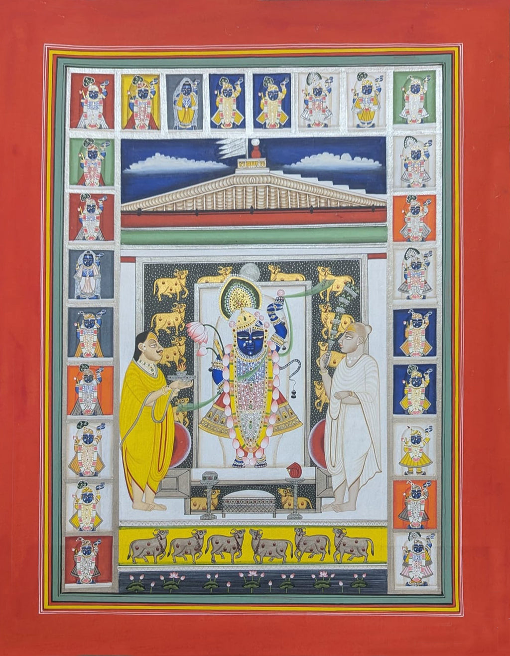 Shrinathji in the Sacred Temple in Pichwai by Suresh Kumar Kumawat Thumbnail
