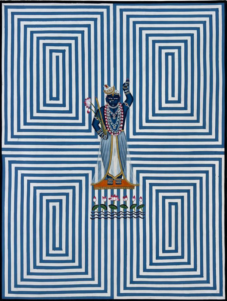 Shrinathji within a Geometric Labyrinth in Pichwai by Naveen Soni Thumbnail