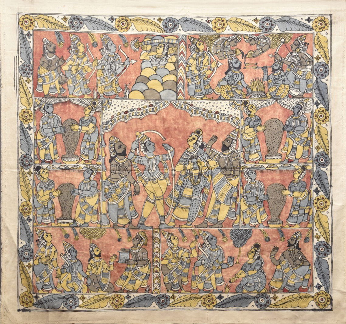 Sita Swayamvar In Kalamkari Painting Online For Sale sita-swayamvar-in-kalamkari-painting-online-for-sale