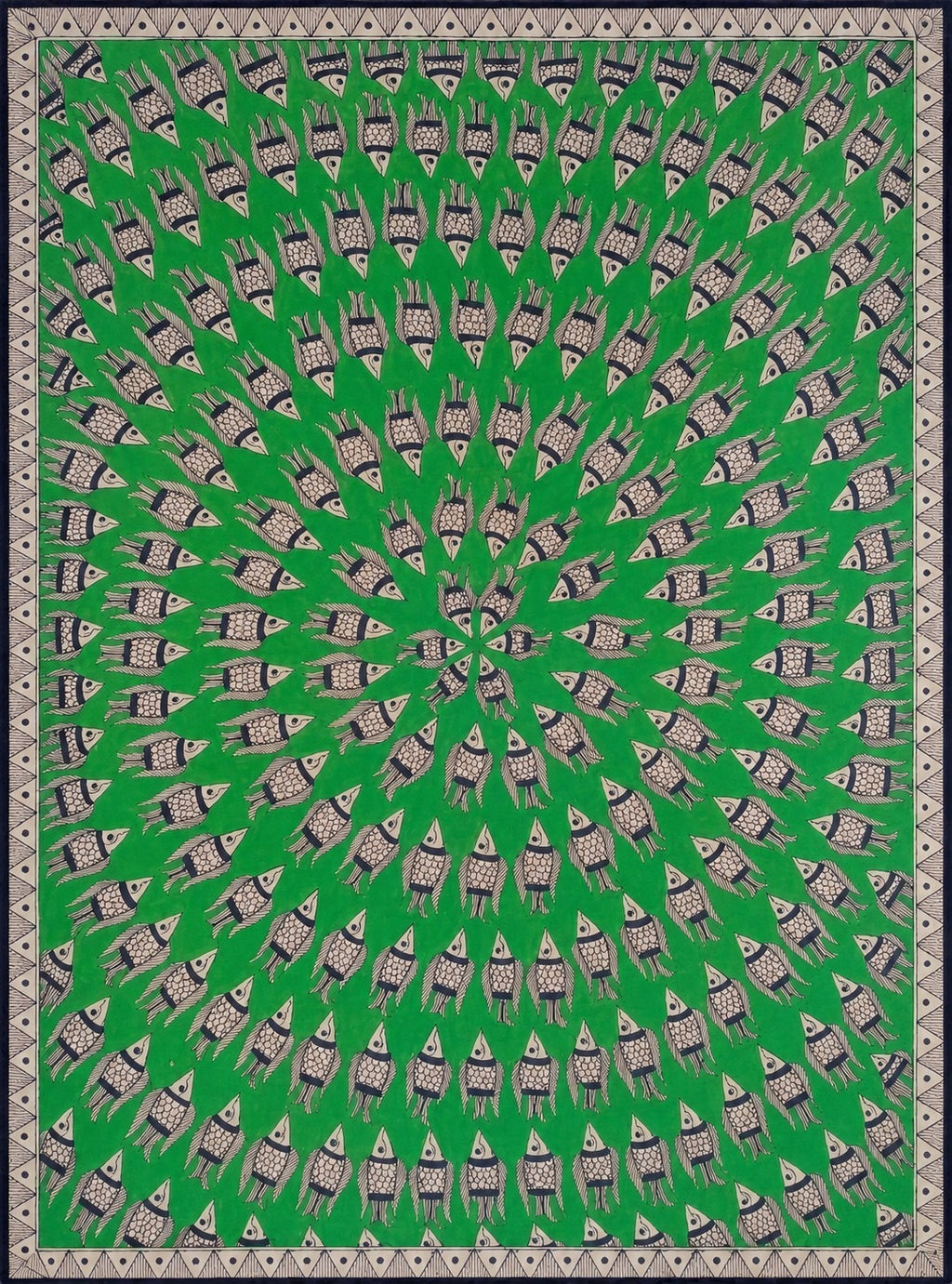 Spirals of fish in Madhubani painting by Pratima Bharti Thumbnail