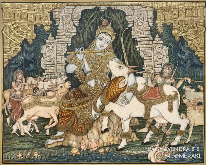 Sri Krishna with Cows In Mysore by Raghavendra B B Thumbnail