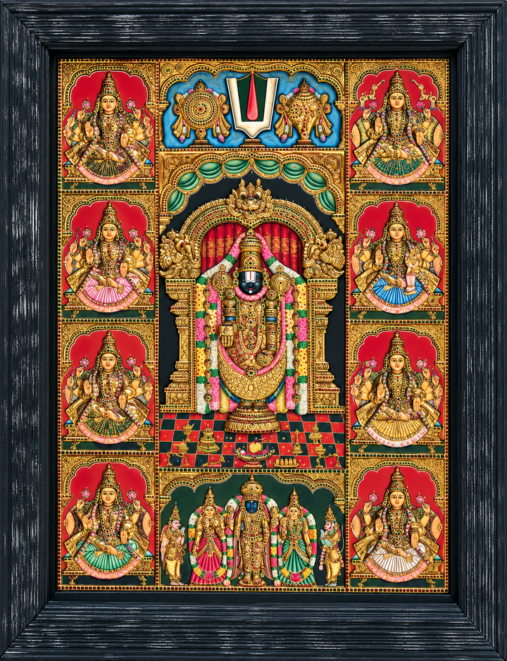 Srinivasa Perumal and Ashtalakshmi in Tanjore by Tanjore Art Gallery Thumbnail
