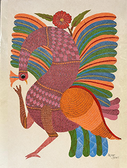 Stylized peacock in Gond by Kailash Pradhan Thumbnail