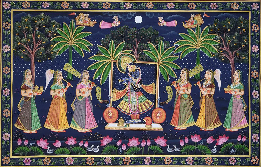Shop Surrounded by Bhakti: Shrinathji in Pichwai by Naveen Soni