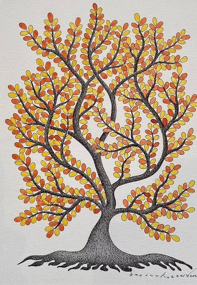 Surteli Tree Gond painting by Venkat Shyam Thumbnail