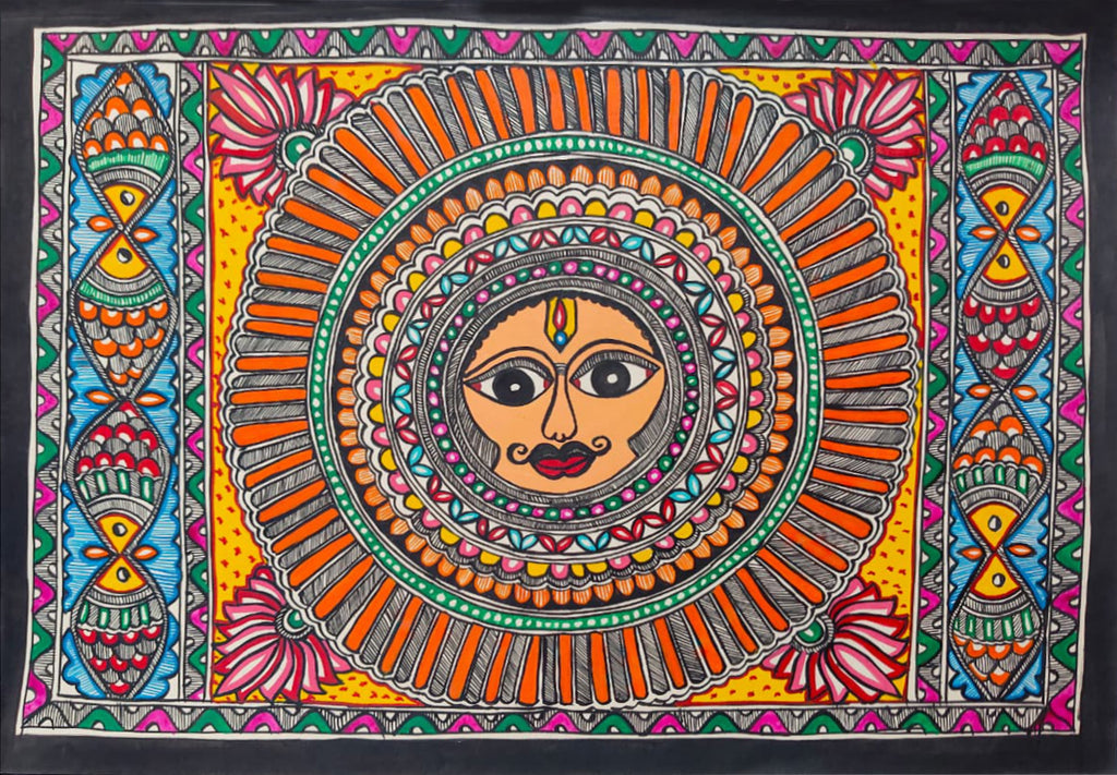 Surya: The sun god in Madhubani by Ambika Devi Thumbnail