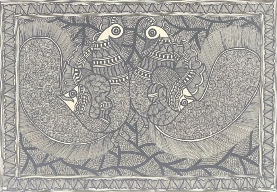 THE PEACOCK, MADHUBANI PAINTING BY PRATIMA BHARTI Thumbnail