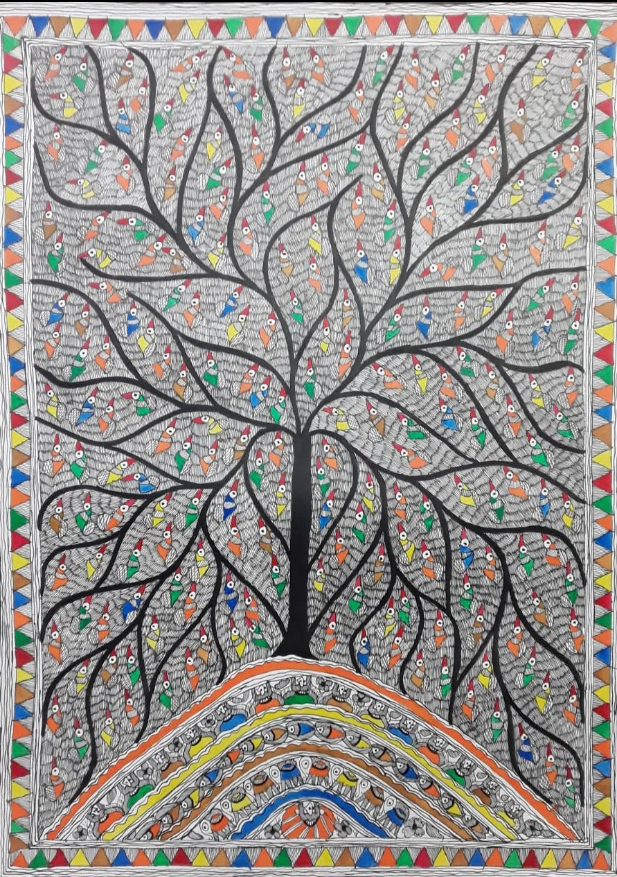 TREE IN MADHUBANI PAINTING BY PRATIMA BHARTI Thumbnail
