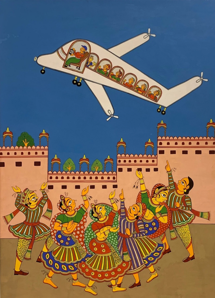 The Aeroplane: Phad Painting by Kritika Joshi Thumbnail