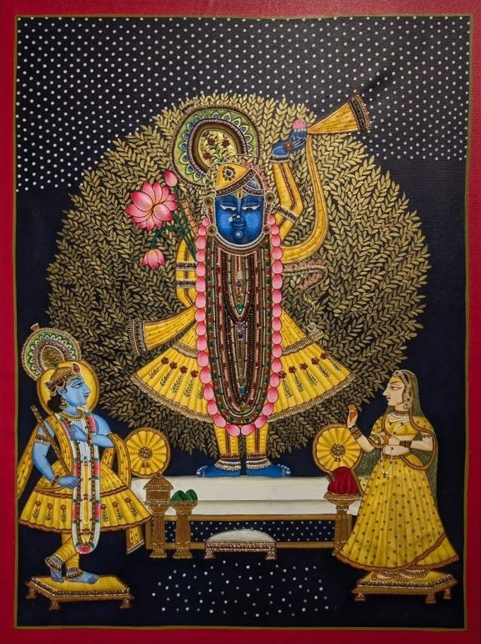 The Celestial Devotion In Pichwai painting by Shehzaad Ali Sherani Thumbnail