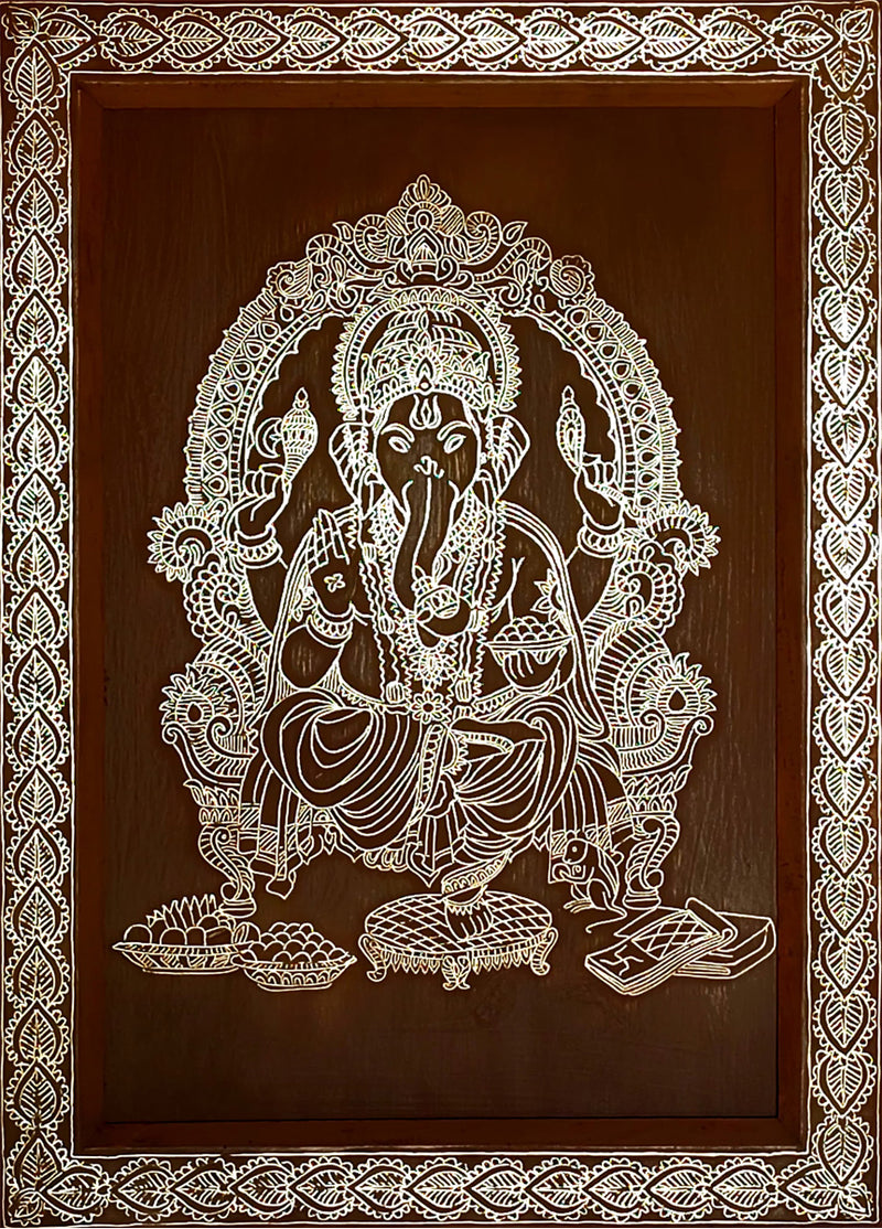 Buy The Celestial Protector: Lord Ganesha in Tarkashi Inlay by Gaurav Shakya
