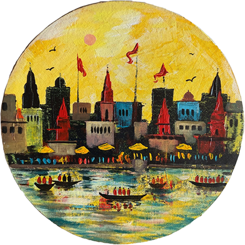 Buy The Celestial Scenery: Varanasi Ghat in Acrylic by Ashish Kumar Mishra