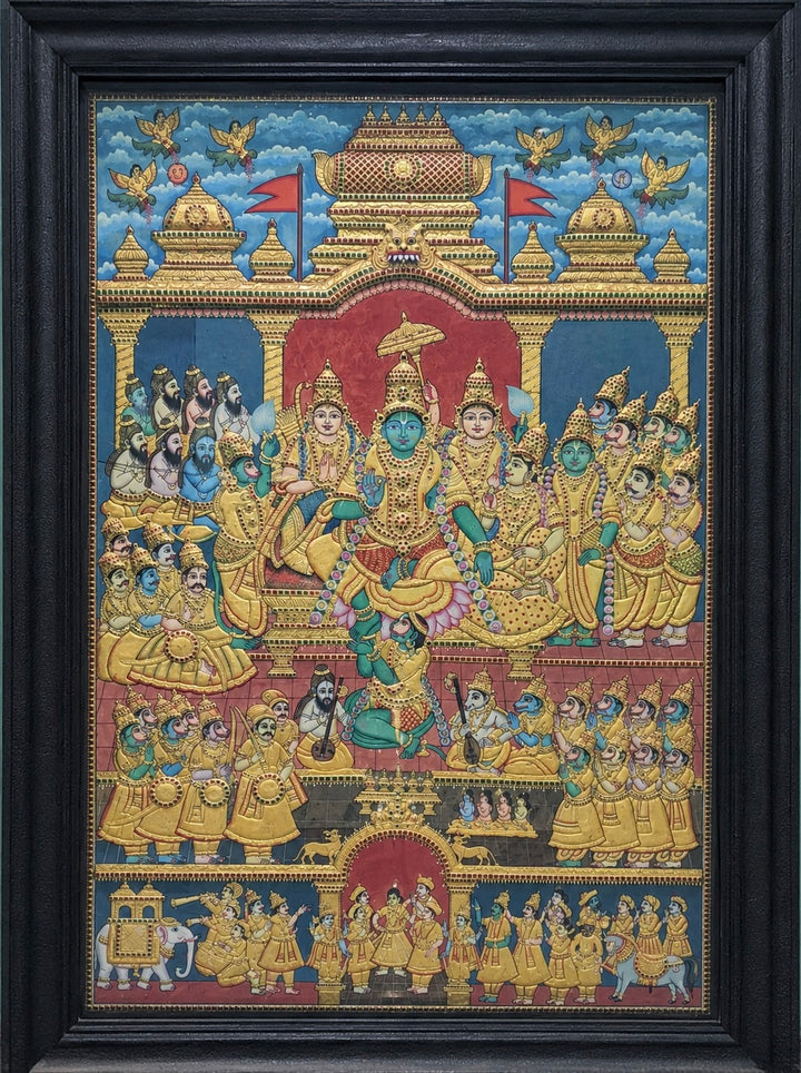 The Coronation of Lord Rama in Tanjore Painting by Shree Balaji Arts Thumbnail