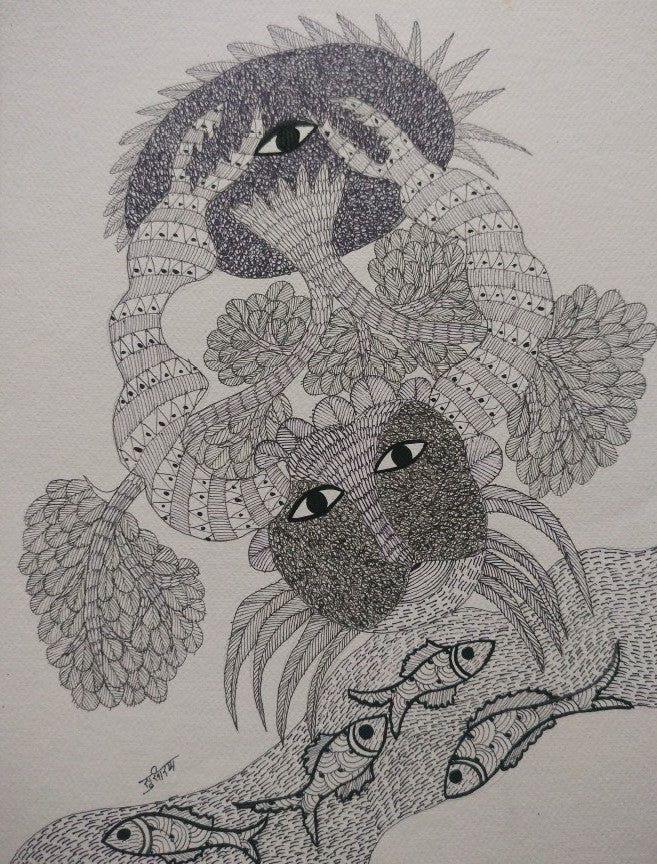 Buy The Cosmic Crab in Gond by Sukhiram Maravi
