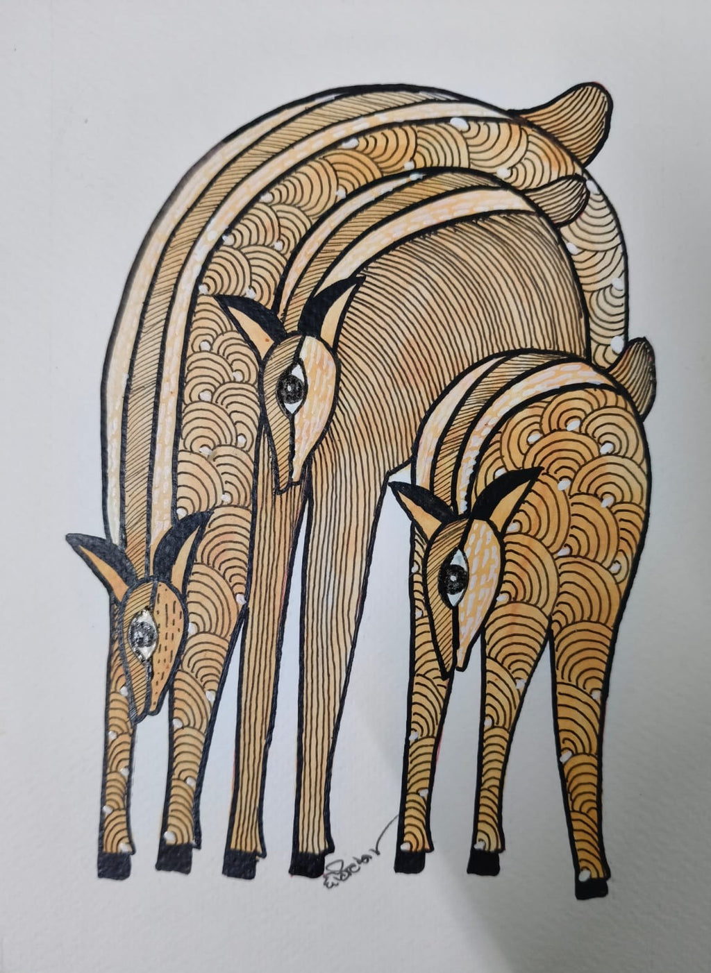 The Deer Herd in Gond by Choti Tekam Thumbnail