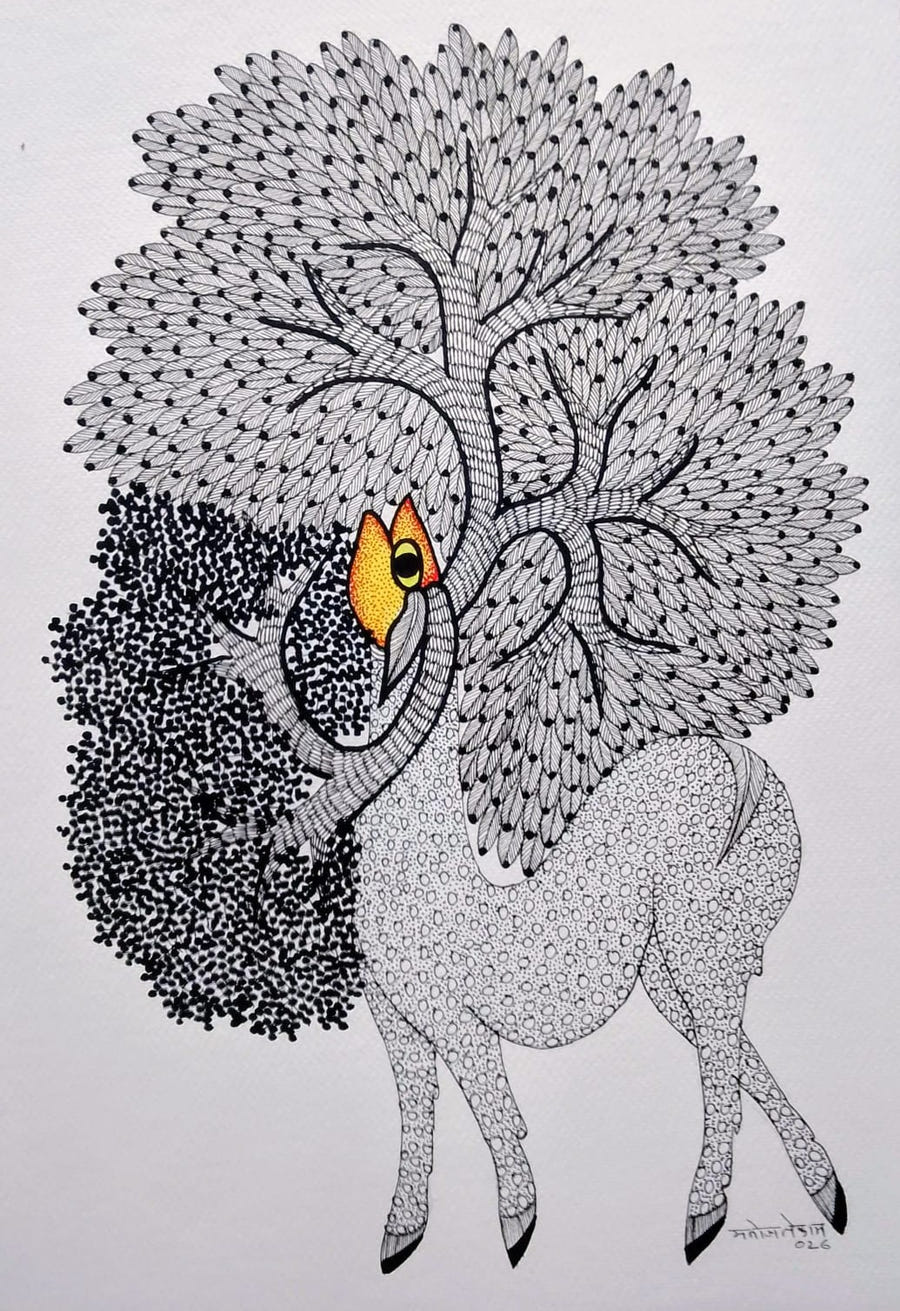 Buy The Deer and the Canopy in Gond by Manoj Tekam