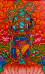 Buy The Divine Flautist: Lord Krishna in Kerala Mural by Adarsh