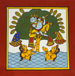 Buy The Divine Leelas of Lord Krishna: Vastraharan in Phad Painting by Kalyan Joshi