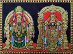 Buy The Divine Pair: Lord Venkateswara and Goddess Padmavati in Tanjore Art by Sanjay Tandekar