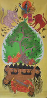 Buy The Divine Tree of Life: Lord Shiva and Goddess Parvati in Gond by Sandeep Dhurve