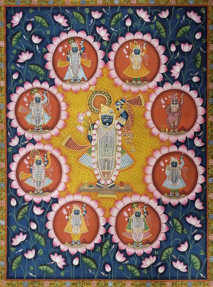 The Eight Darshans of Shrinathji: A Pichwai by Sushil Soni Thumbnail