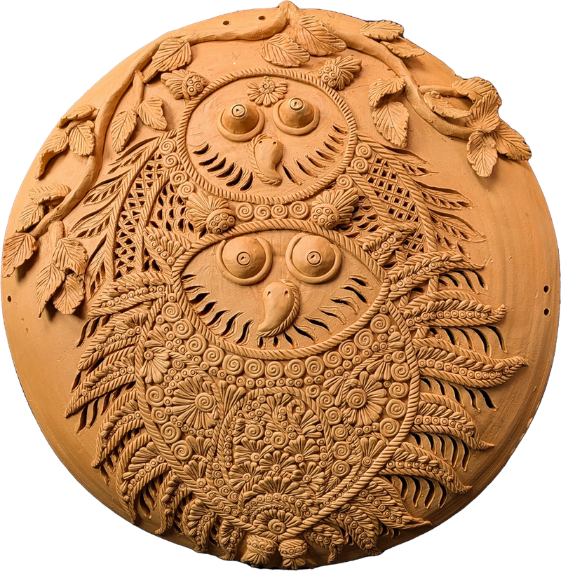 Buy The Embrace of Wisdom: Owls Terracotta by Dolon Kundu