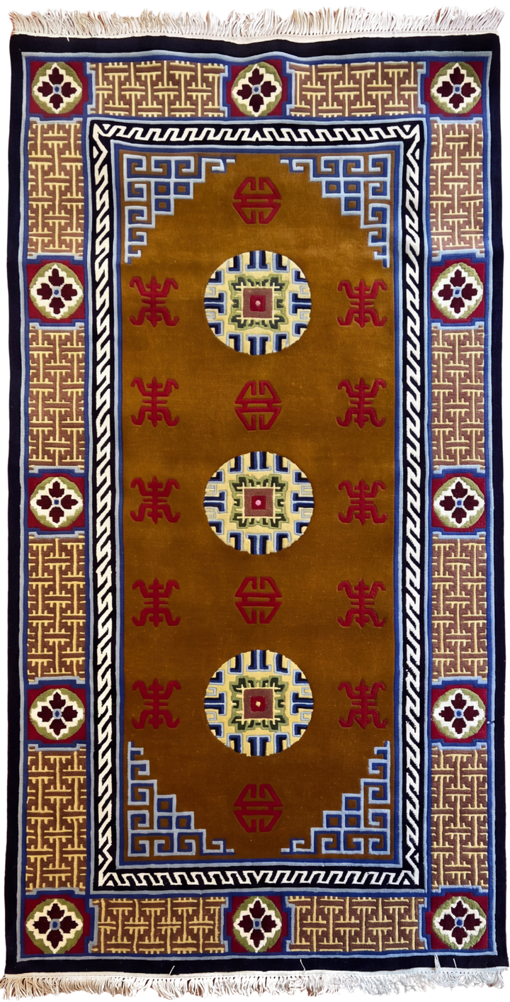 The Golden Mandala in Traditional Tibetan techniques art by Tibetan Carpet Thumbnail