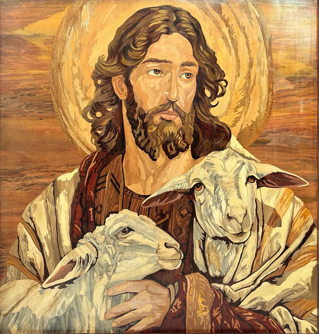 The Good Shepherd: Jesus in Rosewood Inlay by Mohan Kumar Thumbnail