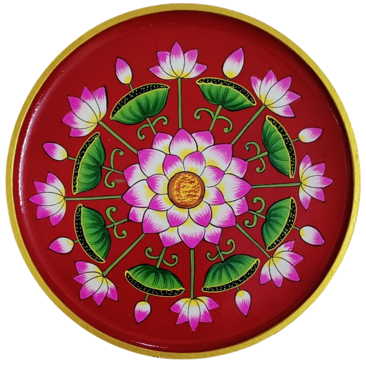 The Lotus Flower Manadala in Pichwai Plates by Dinesh Soni Thumbnail