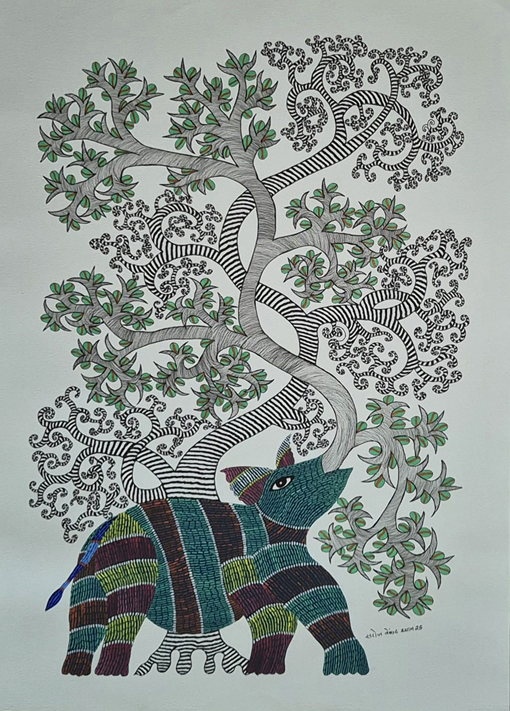 Buy The Majestic Beast in Gond by Saroj Venkat Shyam