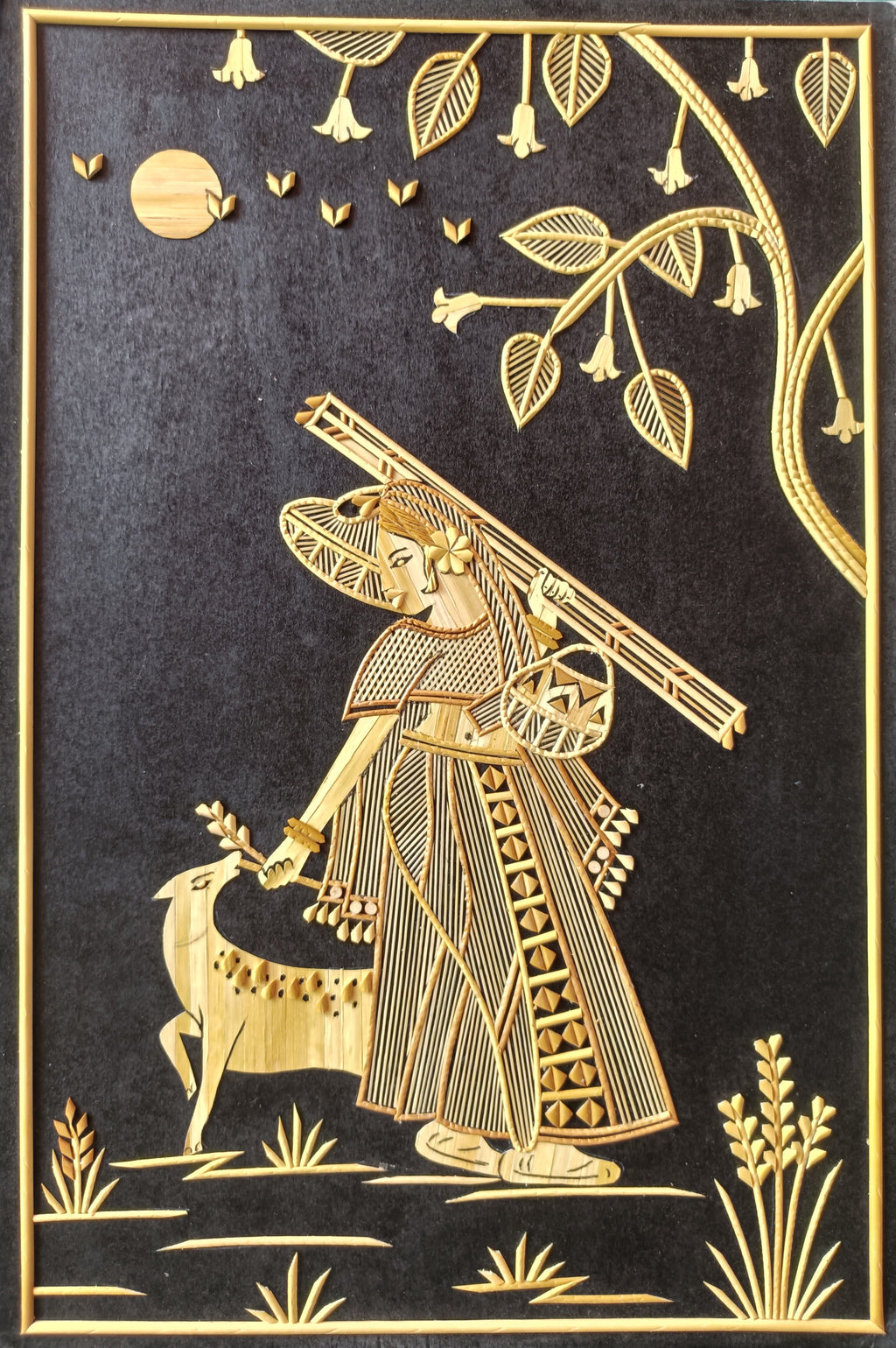 The Musician and the Deer in Sikki grass work by Suraj Kumar Sahu Thumbnail