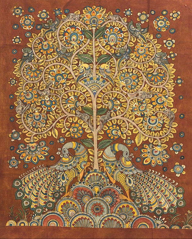 The Nature's Abode: Tree of Life with Peacocks in Kalamkari by Harinath N Thumbnail